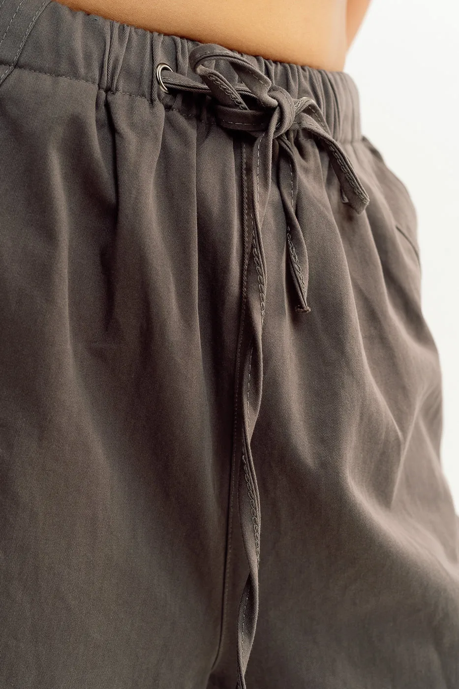 Grey Drawstring Cargo Pant