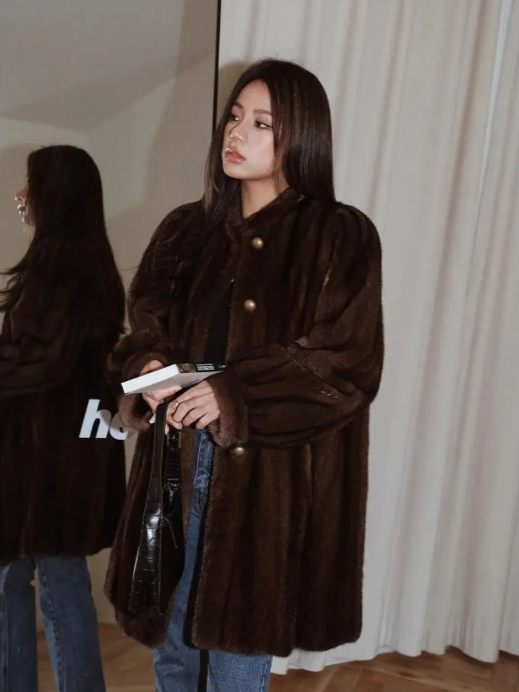 High-End Faux Mink Fur Jacket Outerwear