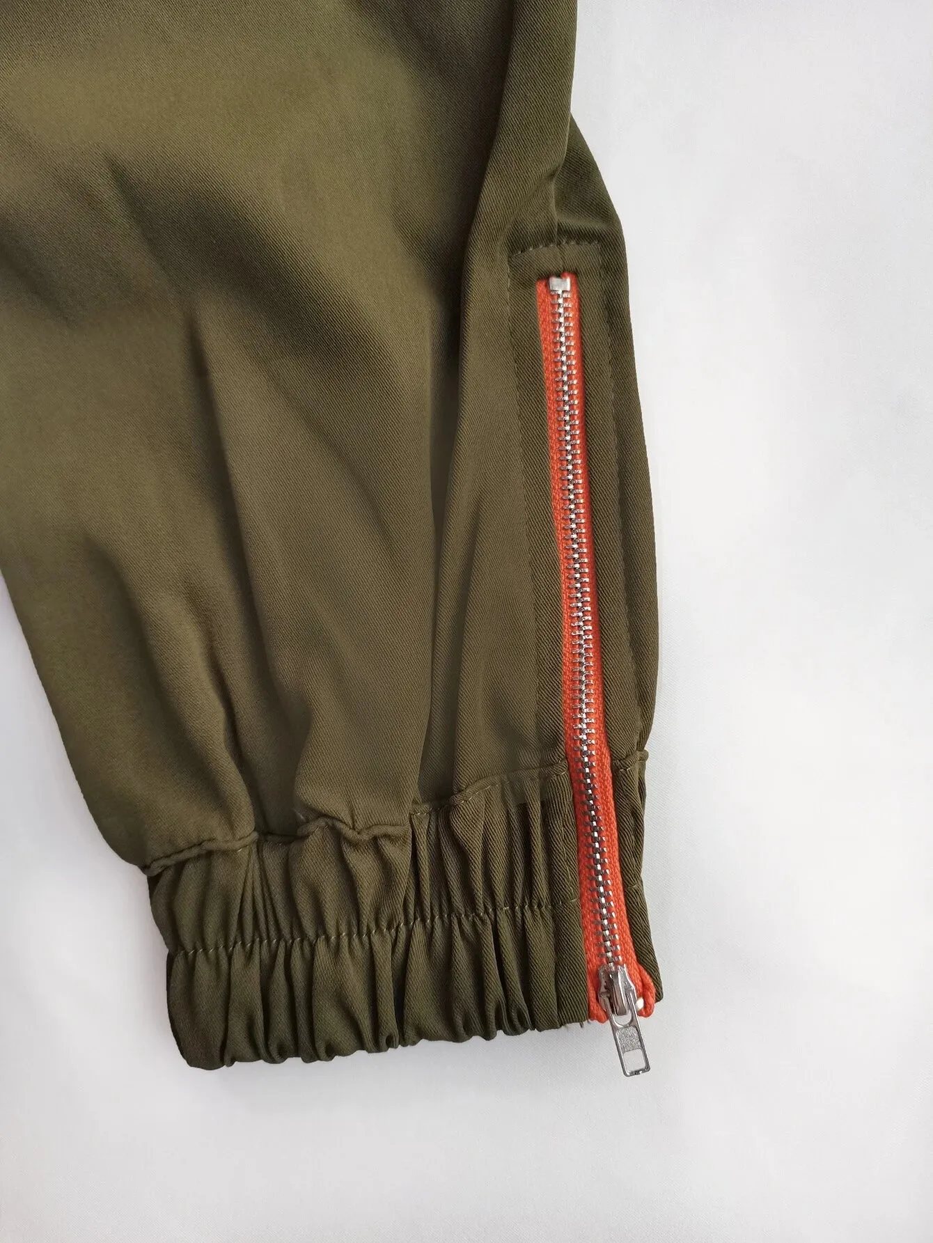 High Waist Solid Flap Pocket Cargo Pants