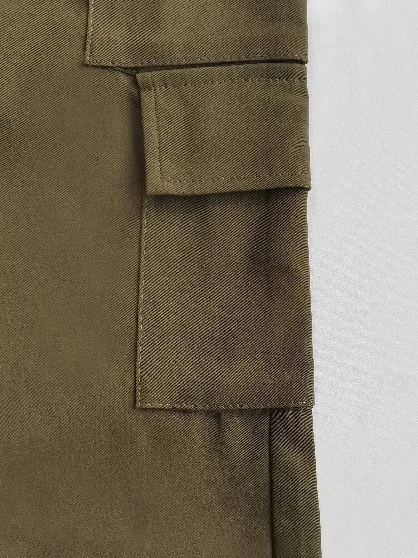 High Waist Solid Flap Pocket Cargo Pants