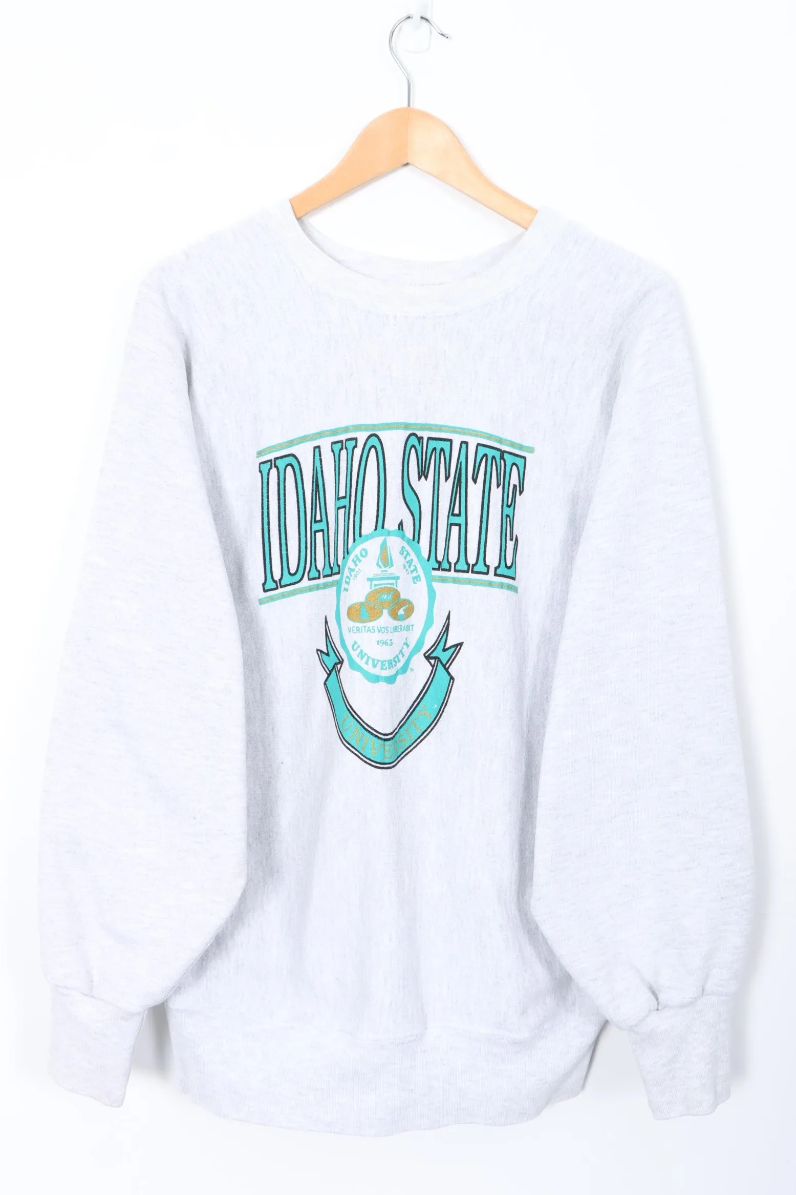 Idaho State University Spell Out Logo Sweatshirt USA Made (M)