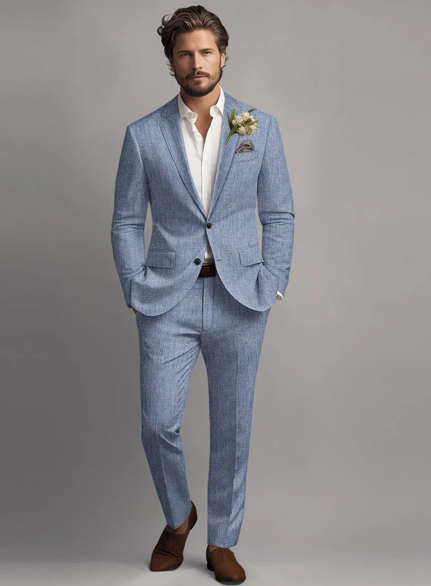 Italian Linen Artisanal Light Blue Suit