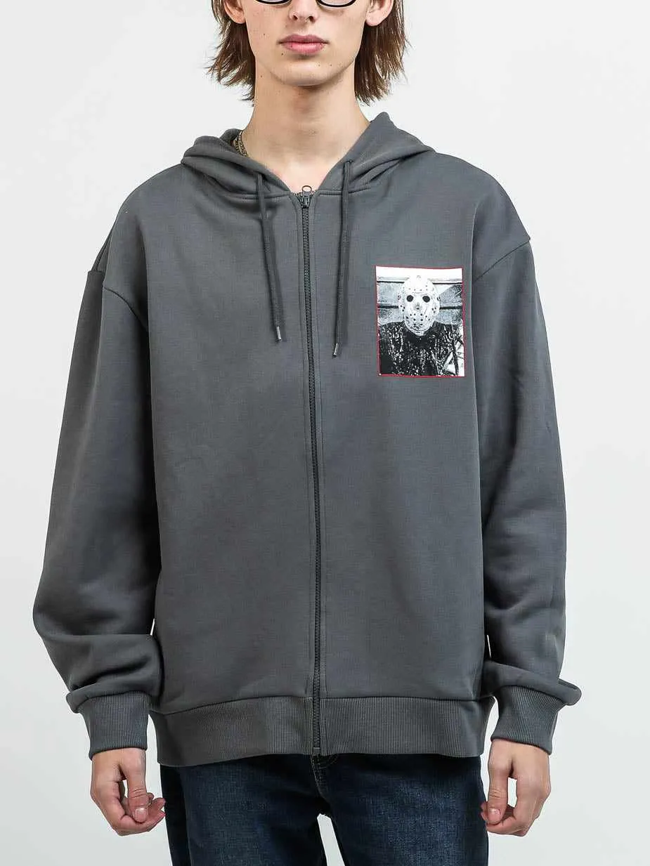 Jason You're All Doomed Gray Zip Up Hoodie