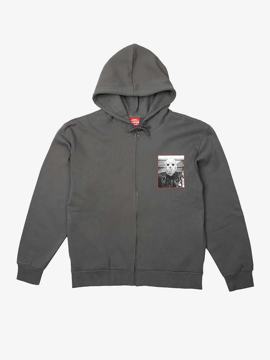 Jason You're All Doomed Gray Zip Up Hoodie