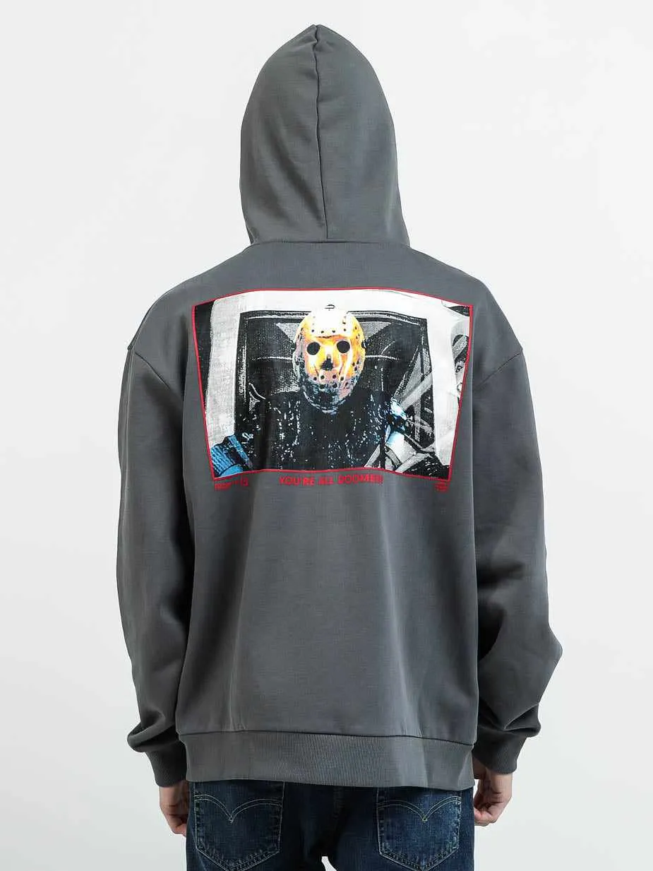 Jason You're All Doomed Gray Zip Up Hoodie