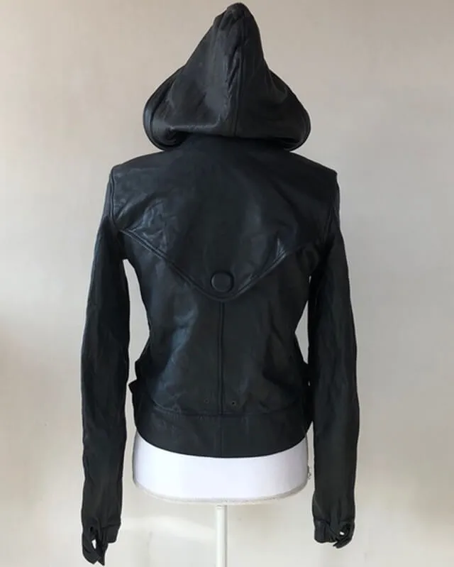 Keira Knightley Hooded Leather Jacket