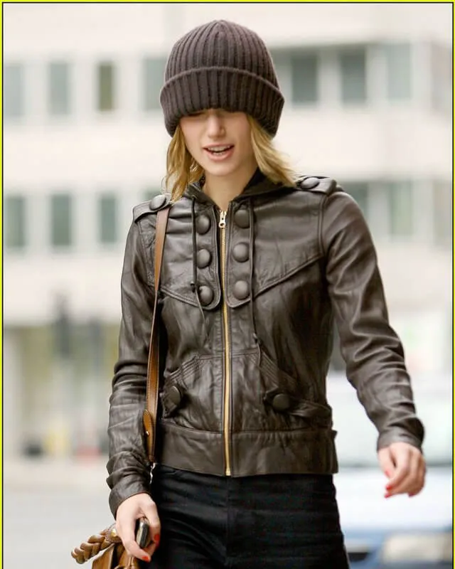 Keira Knightley Hooded Leather Jacket