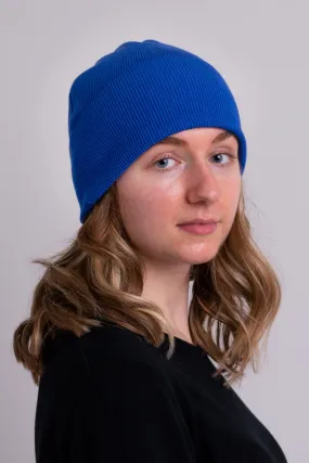 Knit Beanie, Cobalt, Bamboo Cotton