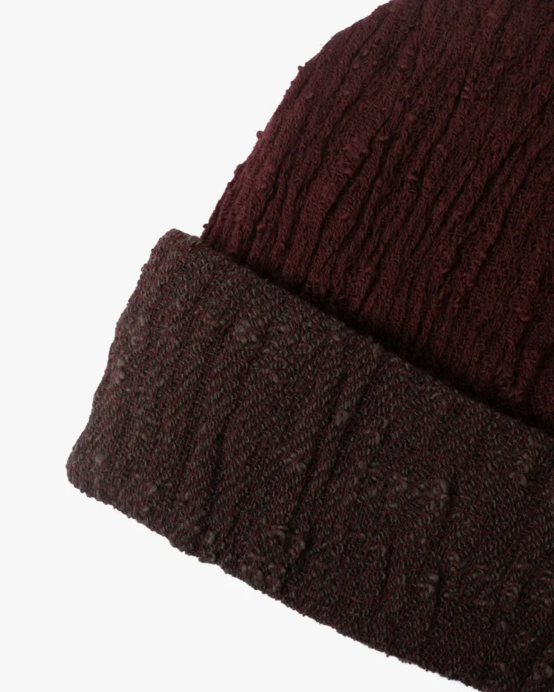 Kobo Oriza Knit Cap, Multi Functional, Cotton, Split Maroon and Cocoa Brown , 9˝