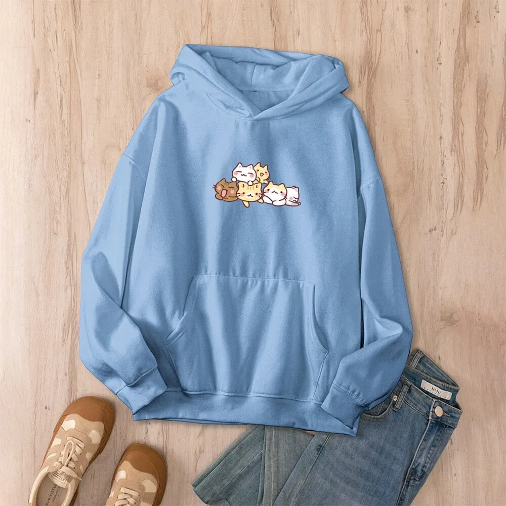 Kwarantinin Kitties Oversized Soft Hoodies