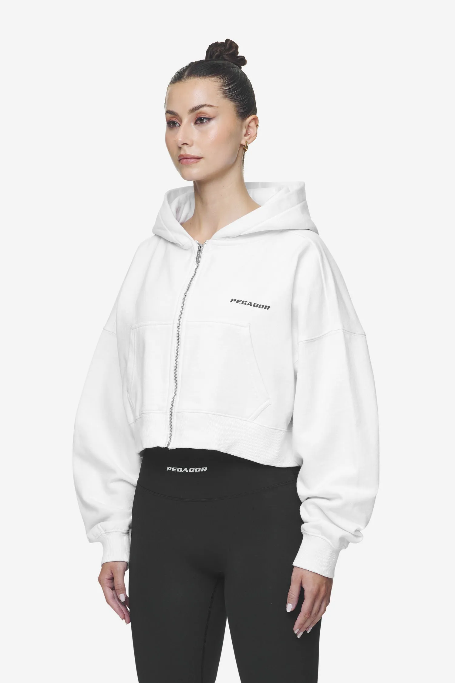 Lana Logo Cropped Sweat Jacket White Black