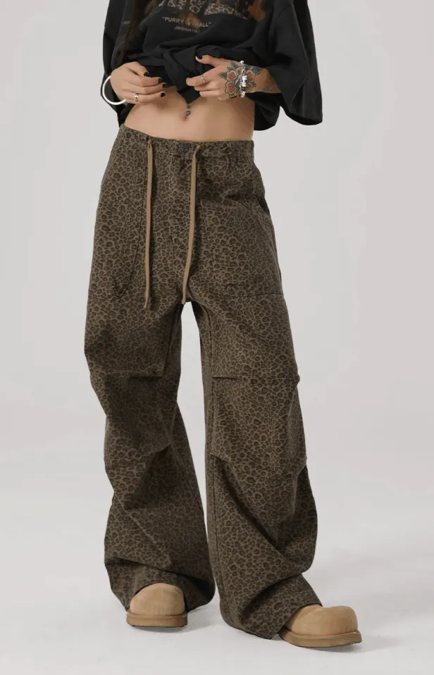 Leopard Print Tactical Cargo Pants