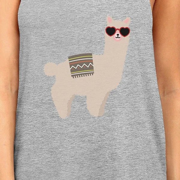 Llamas With Sunglasses BFF Matching Grey Tank Tops