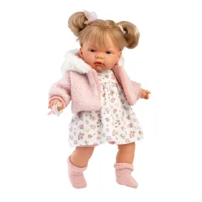 Llorens - Baby Girl Doll with Crying Mechanism, Clothing, Pink Jacket & Accessories: Joelle 38cm