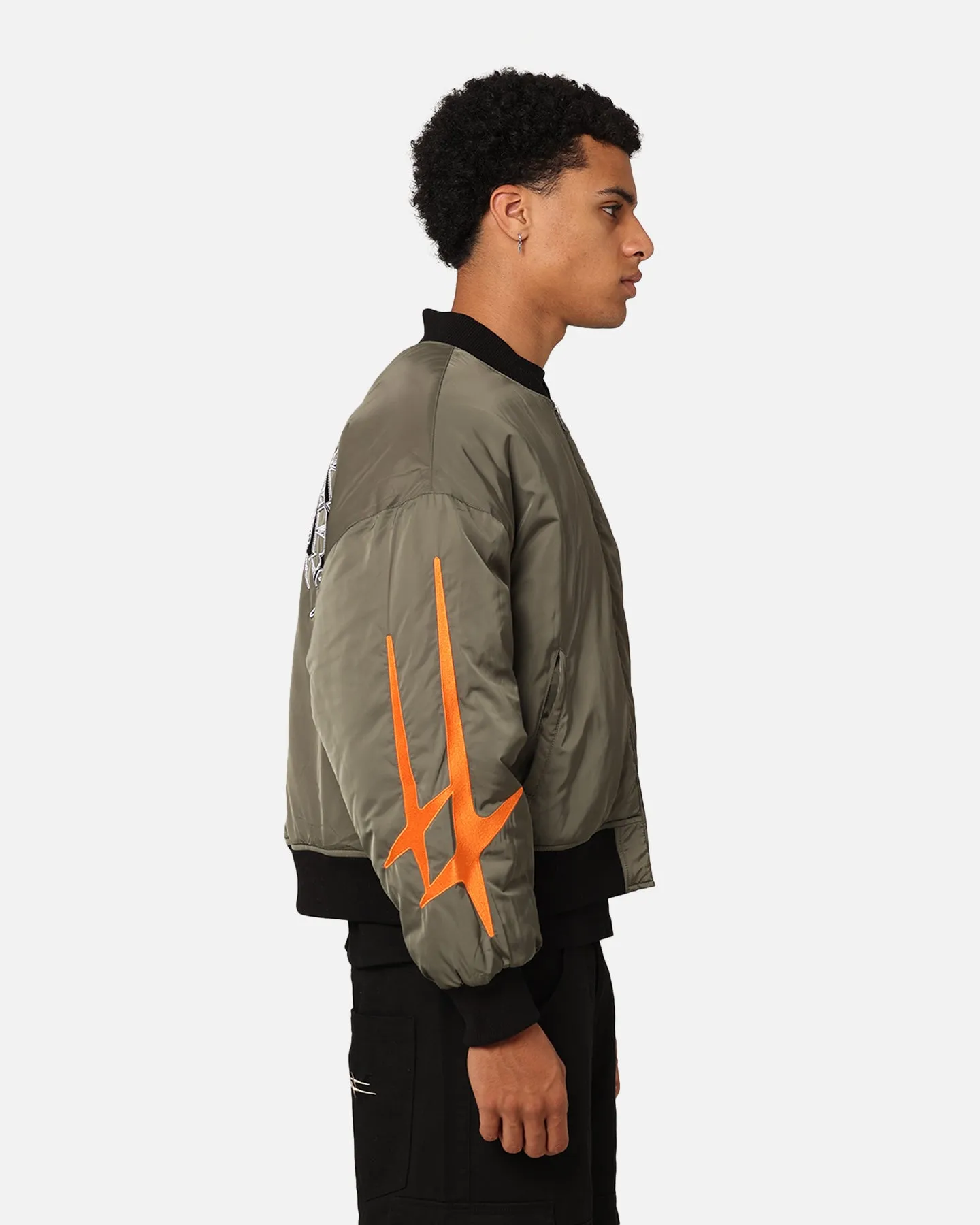 Loiter Shadow Cropped Bomber Jacket Khaki