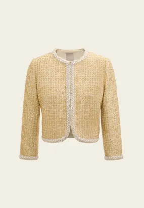 Lurex-detail Checked Embellished Cropped Jacket