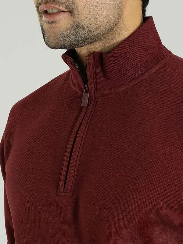 Men Solid High Neck Sweatshirt