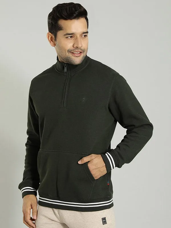 Men Solid High Neck Sweatshirt