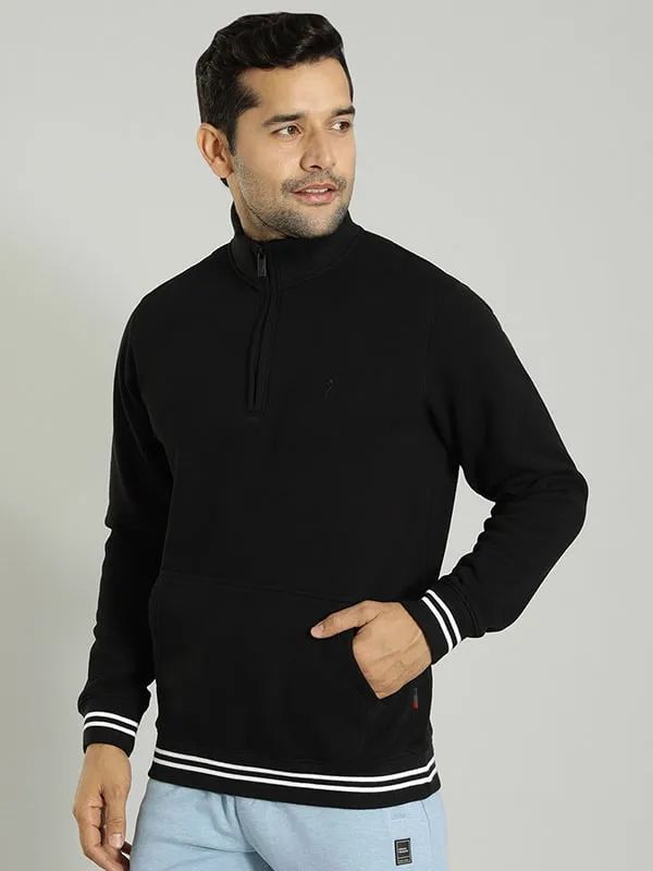 Men Solid High Neck Sweatshirt