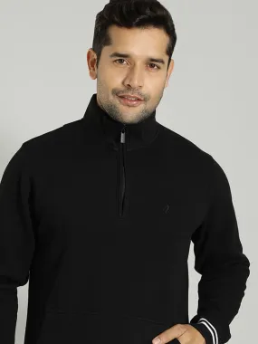 Men Solid High Neck Sweatshirt