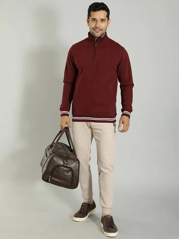 Men Solid High Neck Sweatshirt