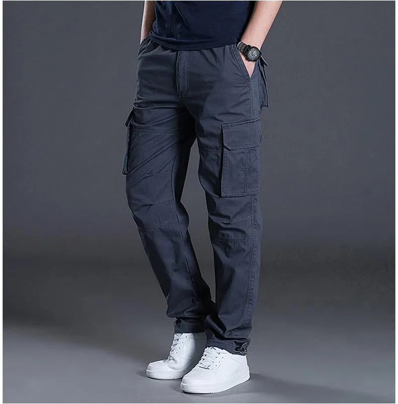 Men's Cargo Pants Casual Multi Pockets Military Tactical Long Trousers Outwear Straight Winter Pants | J117