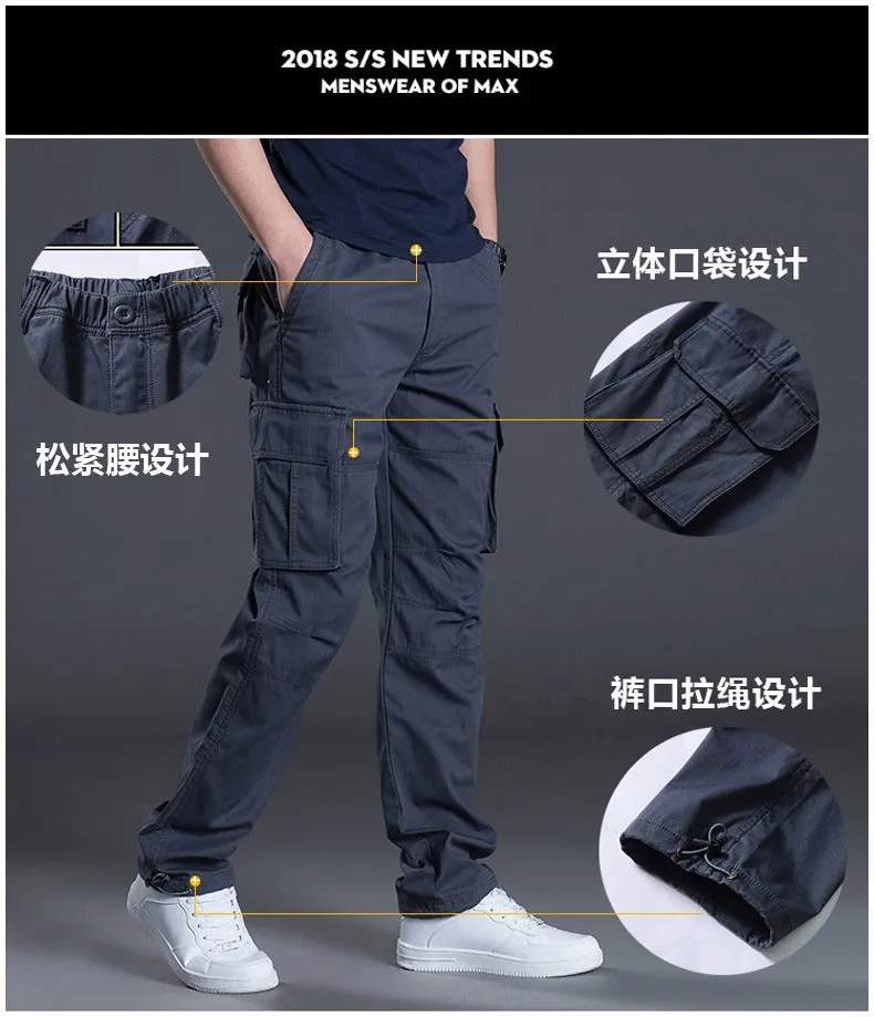 Men's Cargo Pants Casual Multi Pockets Military Tactical Long Trousers Outwear Straight Winter Pants | J117