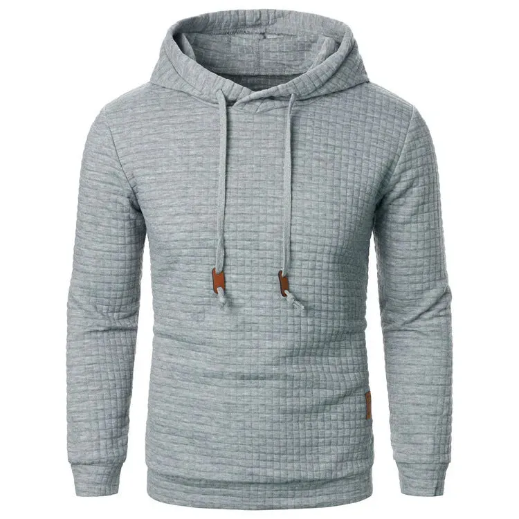 Men's Jacquard Sweatshirt Long-sleeved Hoodie Warm Color  Sports Pullover Top