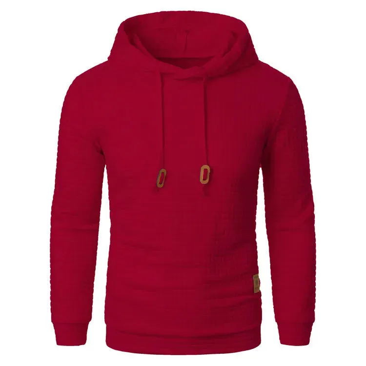 Men's Jacquard Sweatshirt Long-sleeved Hoodie Warm Color  Sports Pullover Top