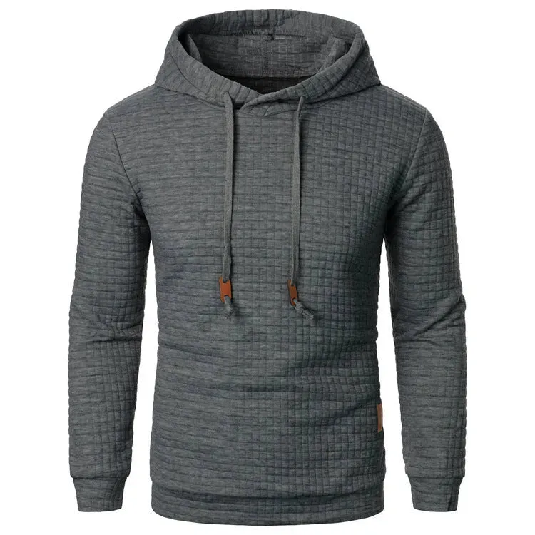 Men's Jacquard Sweatshirt Long-sleeved Hoodie Warm Color  Sports Pullover Top