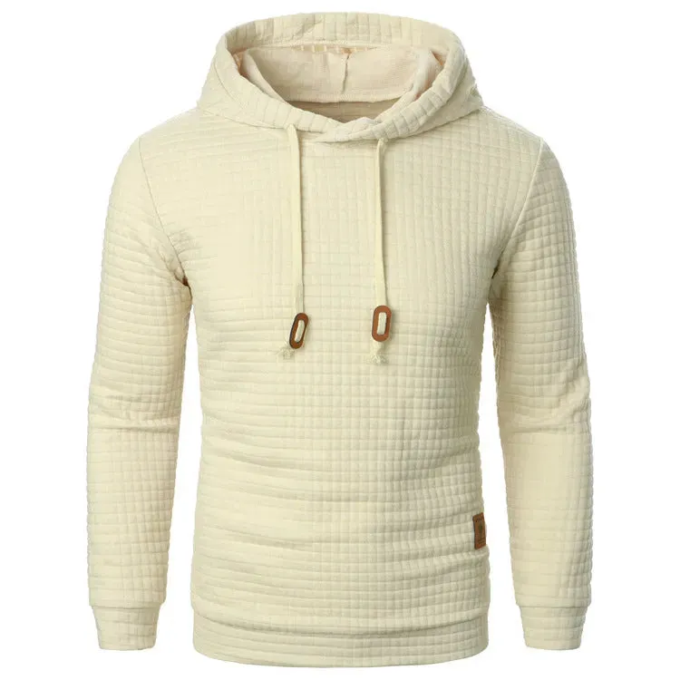 Men's Jacquard Sweatshirt Long-sleeved Hoodie Warm Color  Sports Pullover Top