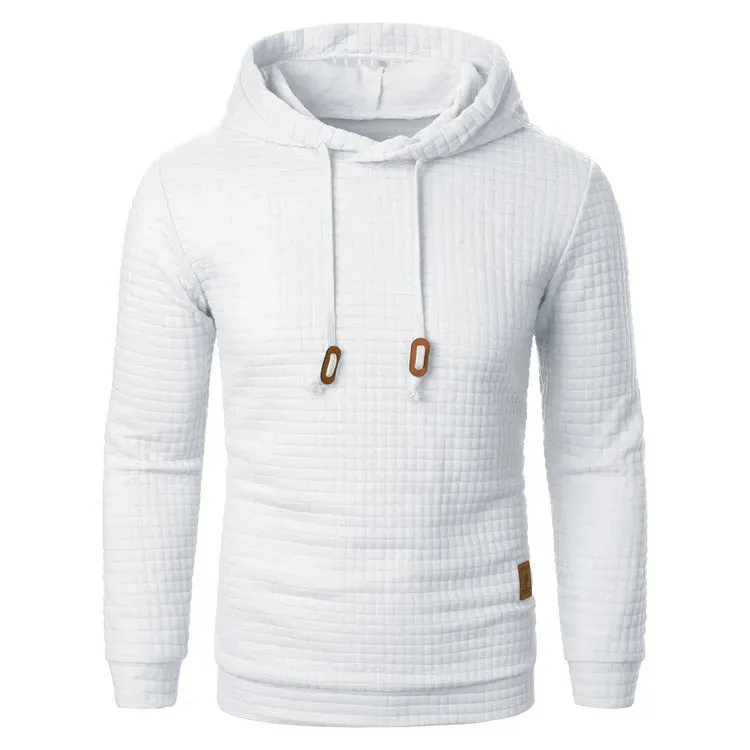 Men's Jacquard Sweatshirt Long-sleeved Hoodie Warm Color  Sports Pullover Top