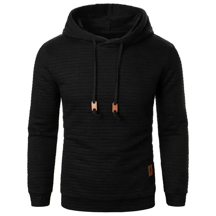 Men's Jacquard Sweatshirt Long-sleeved Hoodie Warm Color  Sports Pullover Top