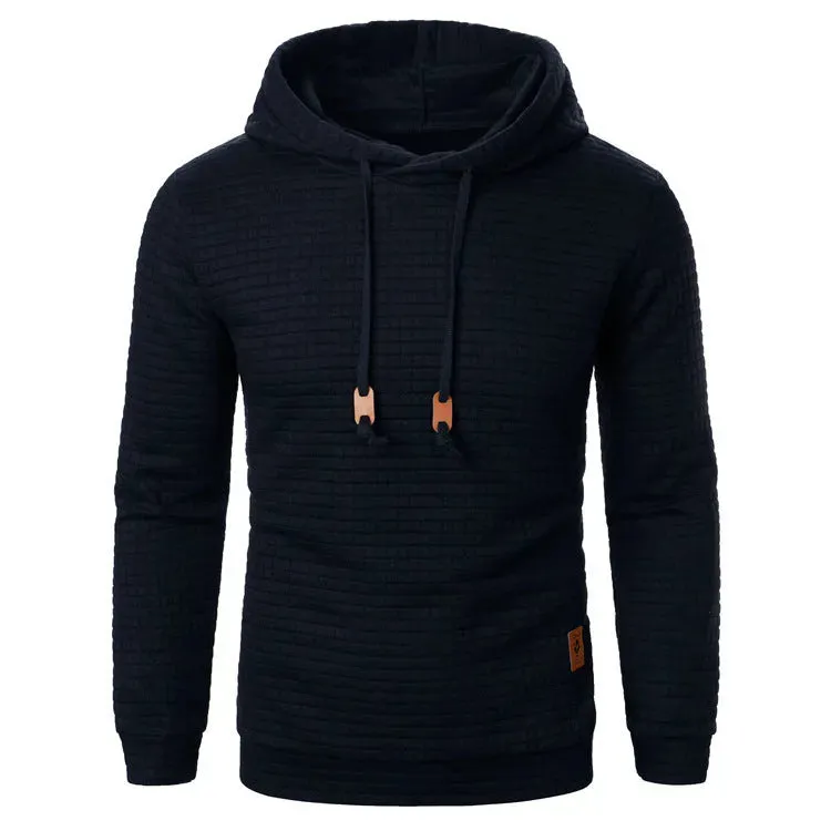 Men's Jacquard Sweatshirt Long-sleeved Hoodie Warm Color  Sports Pullover Top