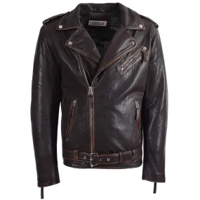 Mens Real New Zealand Leather Biker Style Jacket Zip Brando NELSON