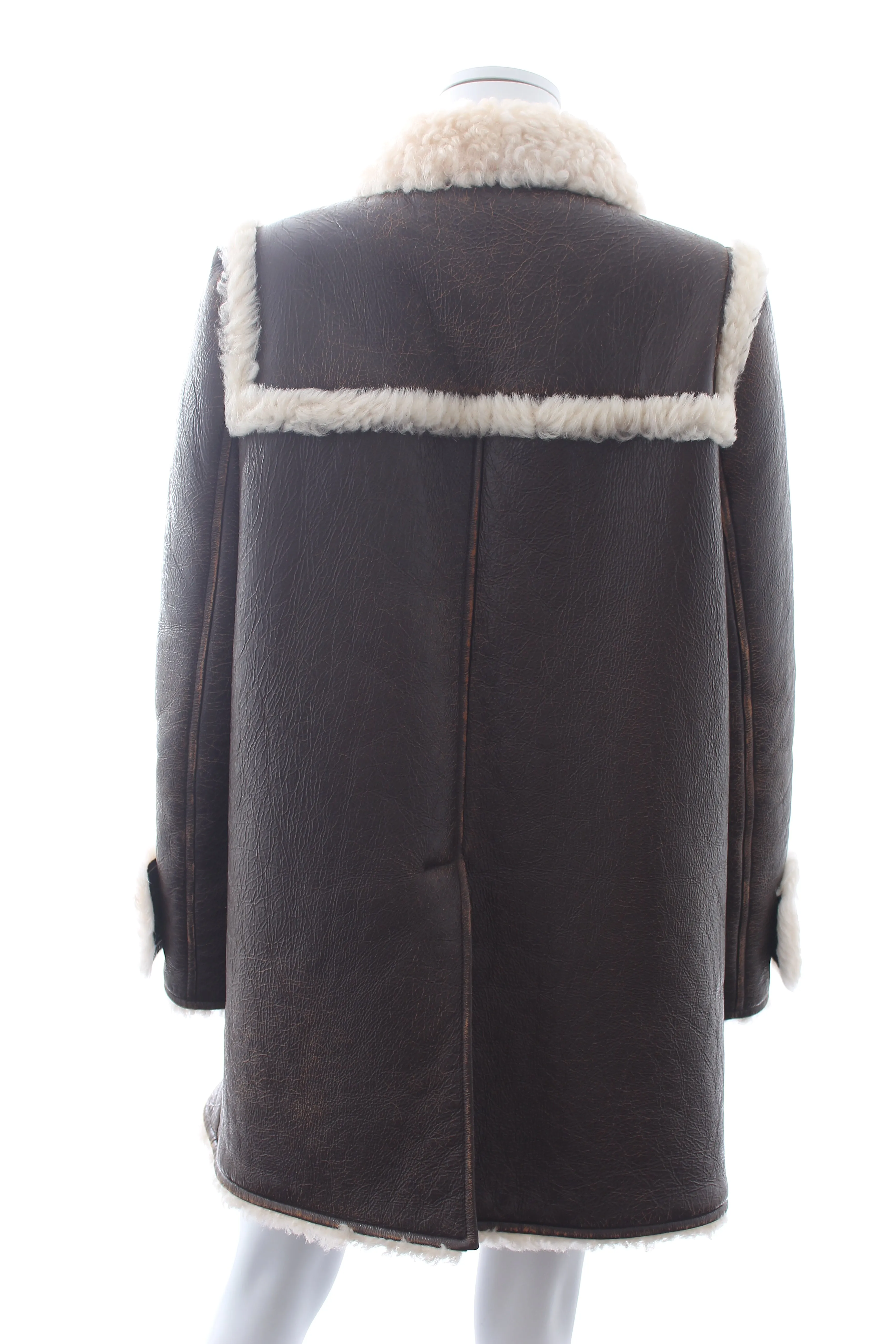 Miu Miu Distressed Sheepskin Logo Coat