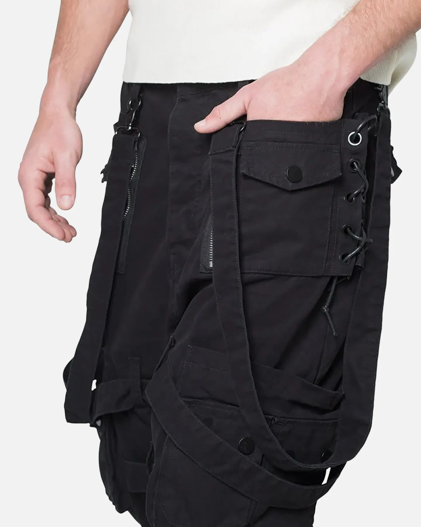 MNML Laced Up Ready Cargo Pants Black