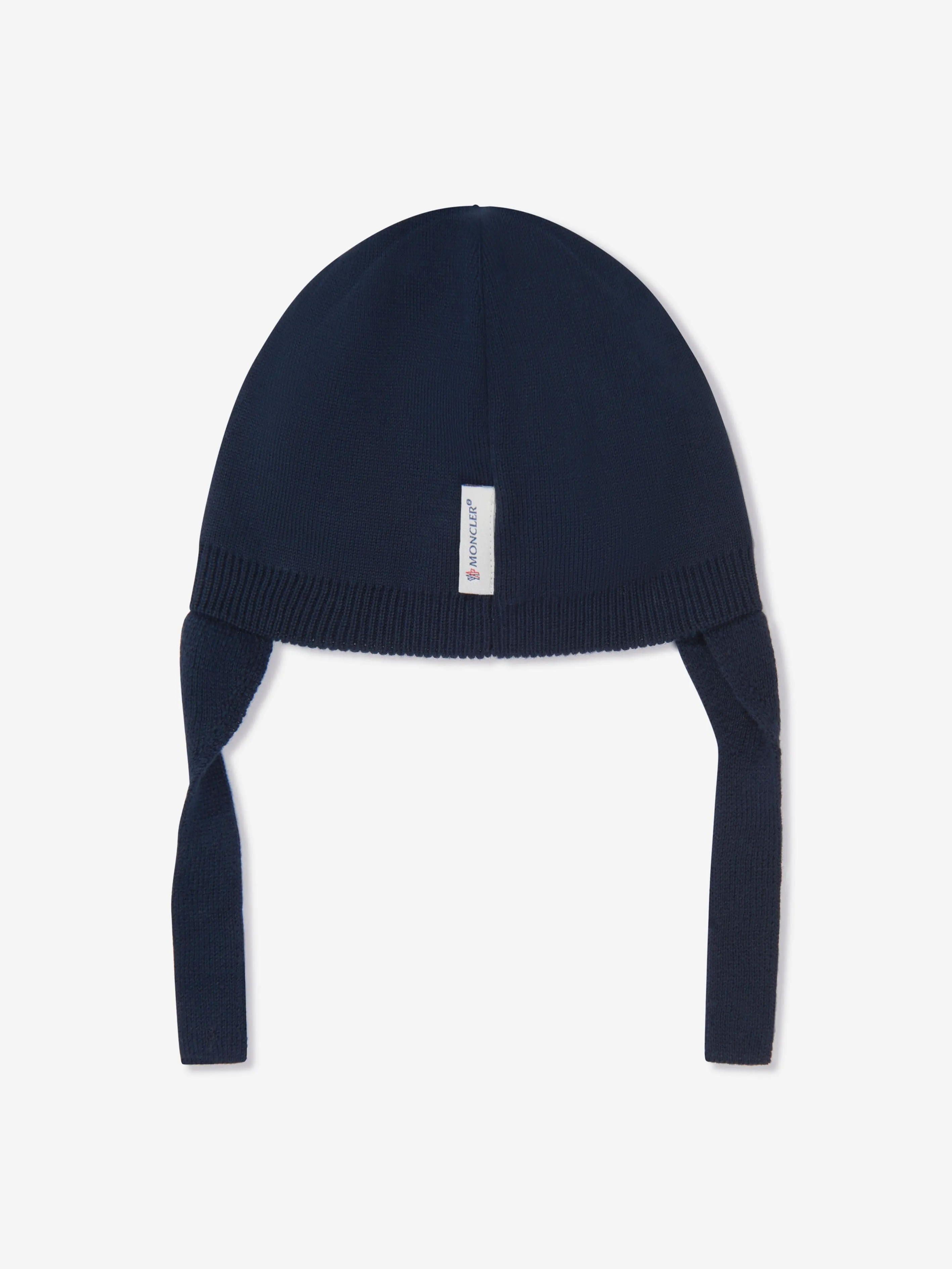 Moncler Enfant Baby Beanie Hat With Chin Strap in Navy