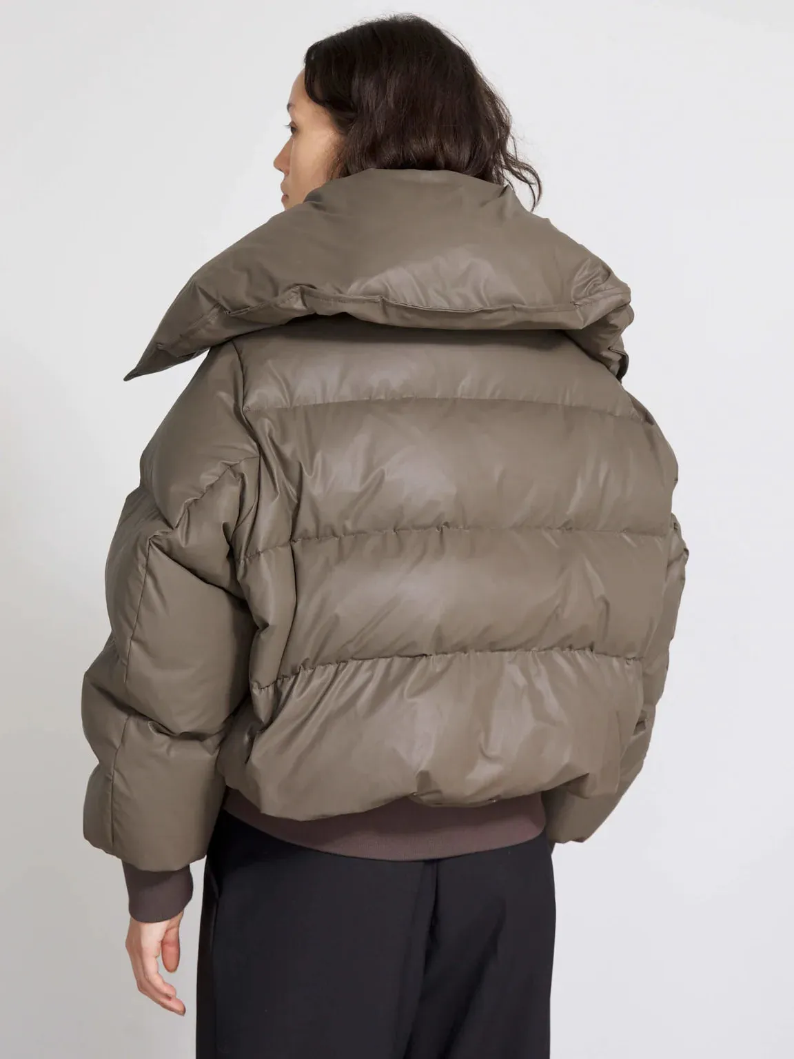 Morgan Puffer Jacket - Grey/Brown