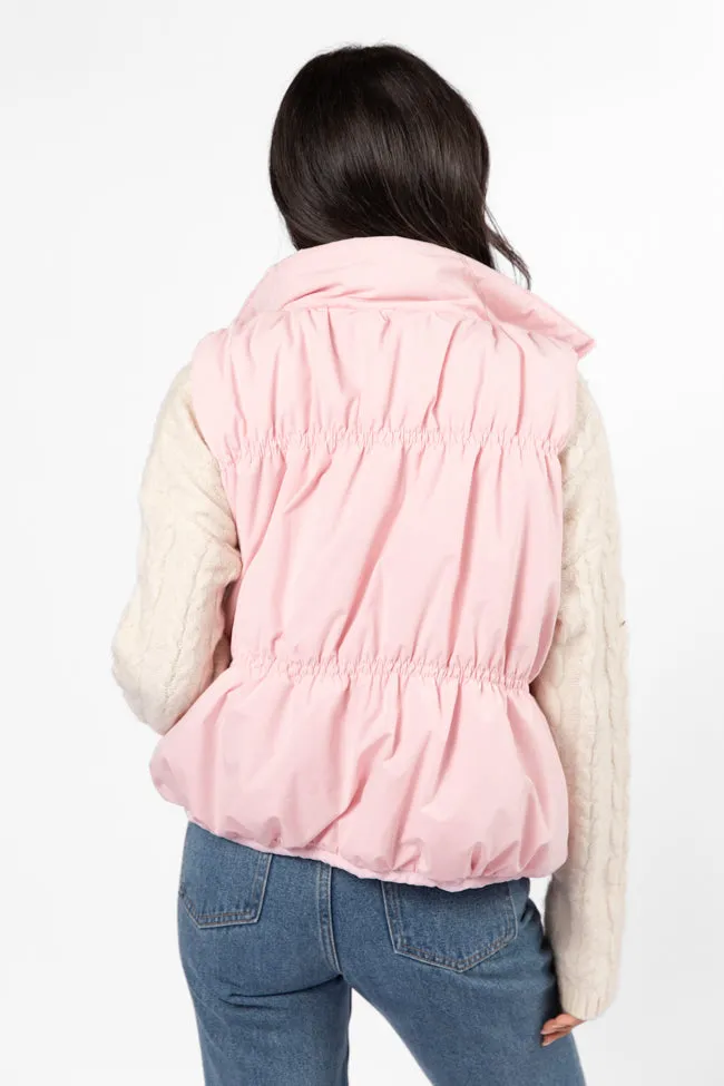 Mountain High Light Pink Ruched Puffer Vest SALE