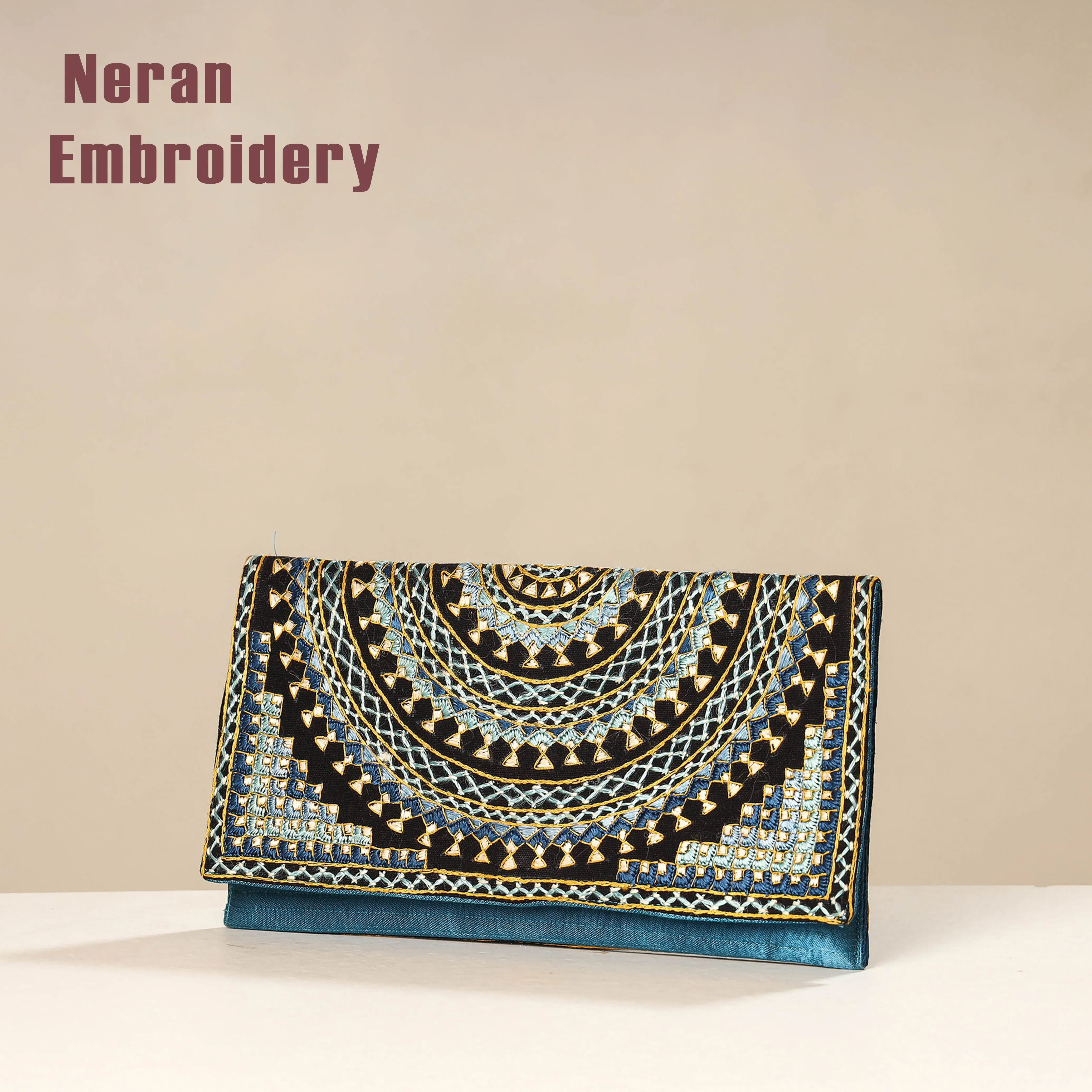 Multicolor - Kutch Neran Embroidery Mashru Silk Wallet