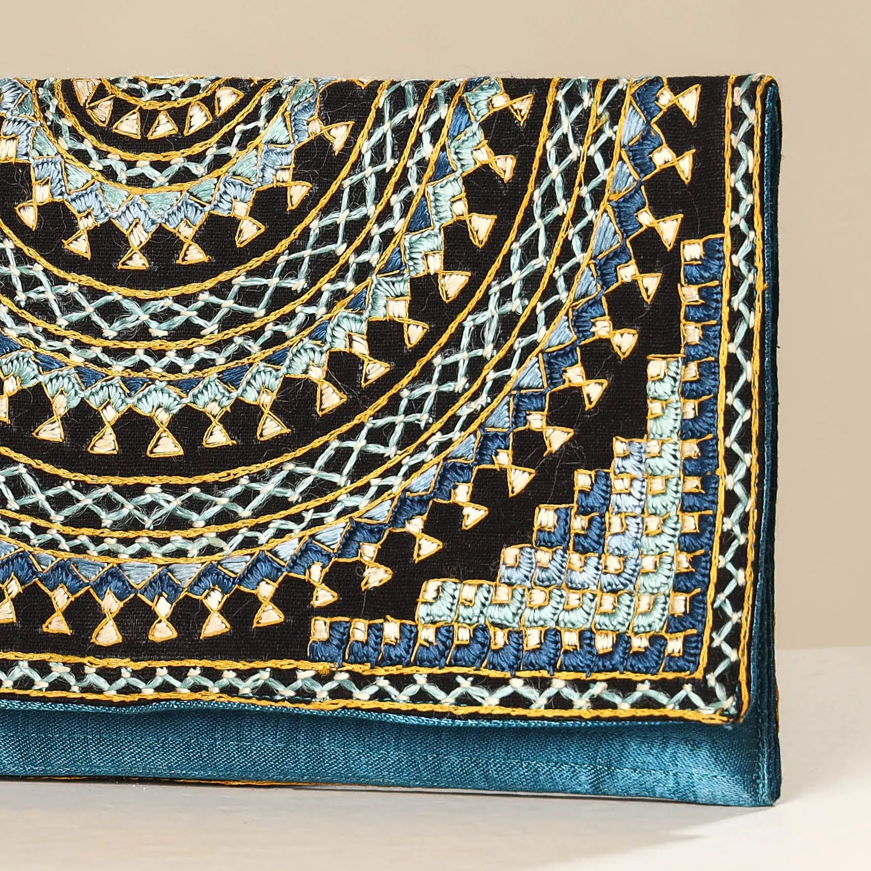 Multicolor - Kutch Neran Embroidery Mashru Silk Wallet