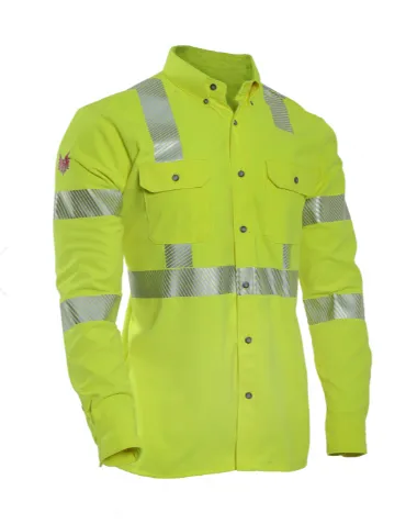 National Safety Apparel DF2-AX3-324LS-HY Drifire FR Hi-Vis Utility Shirt Type R Class 3