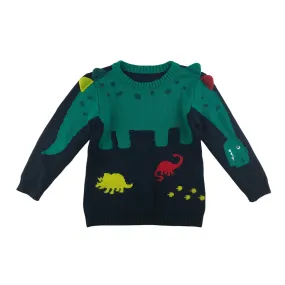 Nutmeg jumper 5-6 years navy and green dinosaur knit cotton