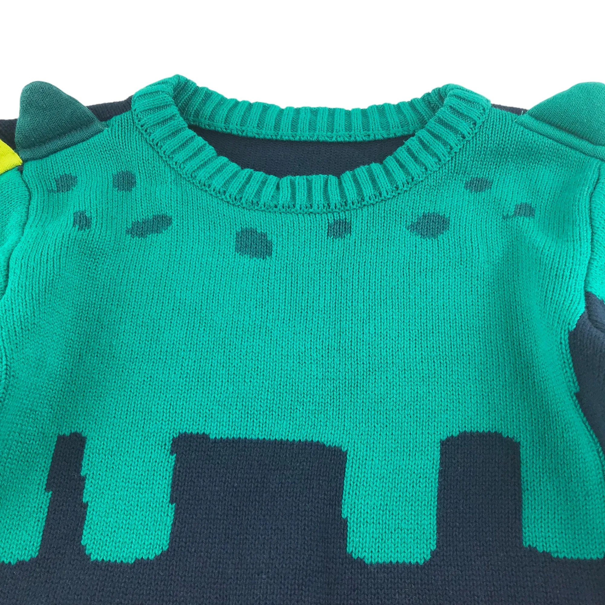 Nutmeg jumper 5-6 years navy and green dinosaur knit cotton