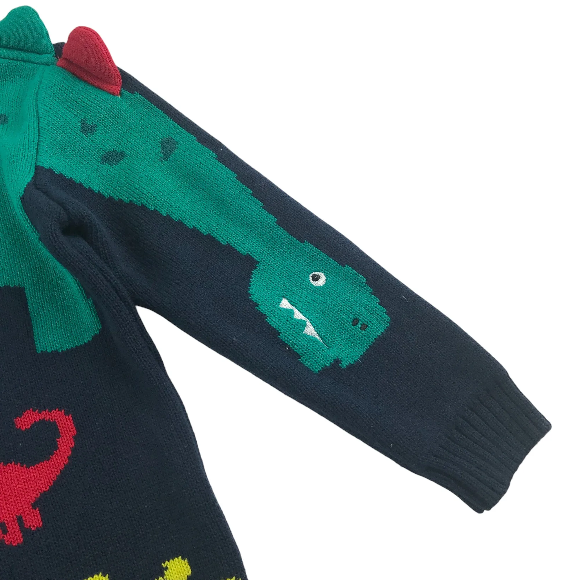 Nutmeg jumper 5-6 years navy and green dinosaur knit cotton