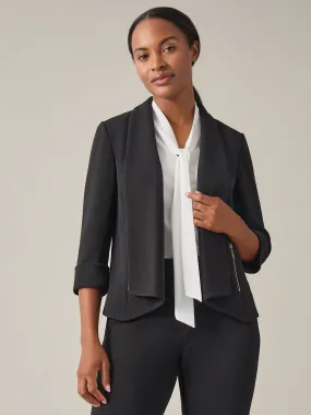 Open Front Notch Collar Jacket, Crosshatch