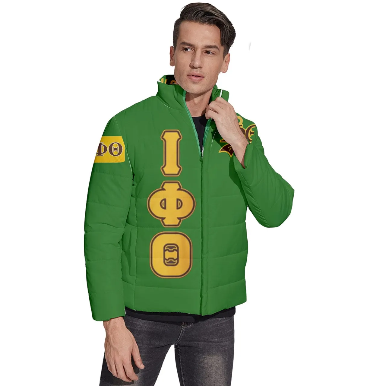 Ow Ow Iota phi Theta Green Puffer Bubble Jacket Coat