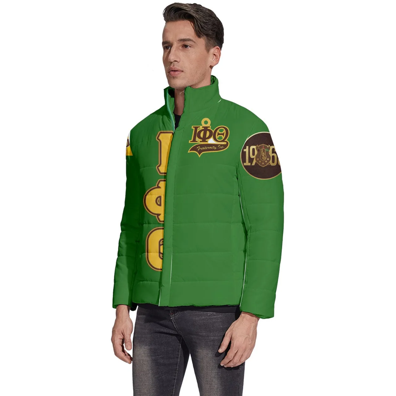 Ow Ow Iota phi Theta Green Puffer Bubble Jacket Coat