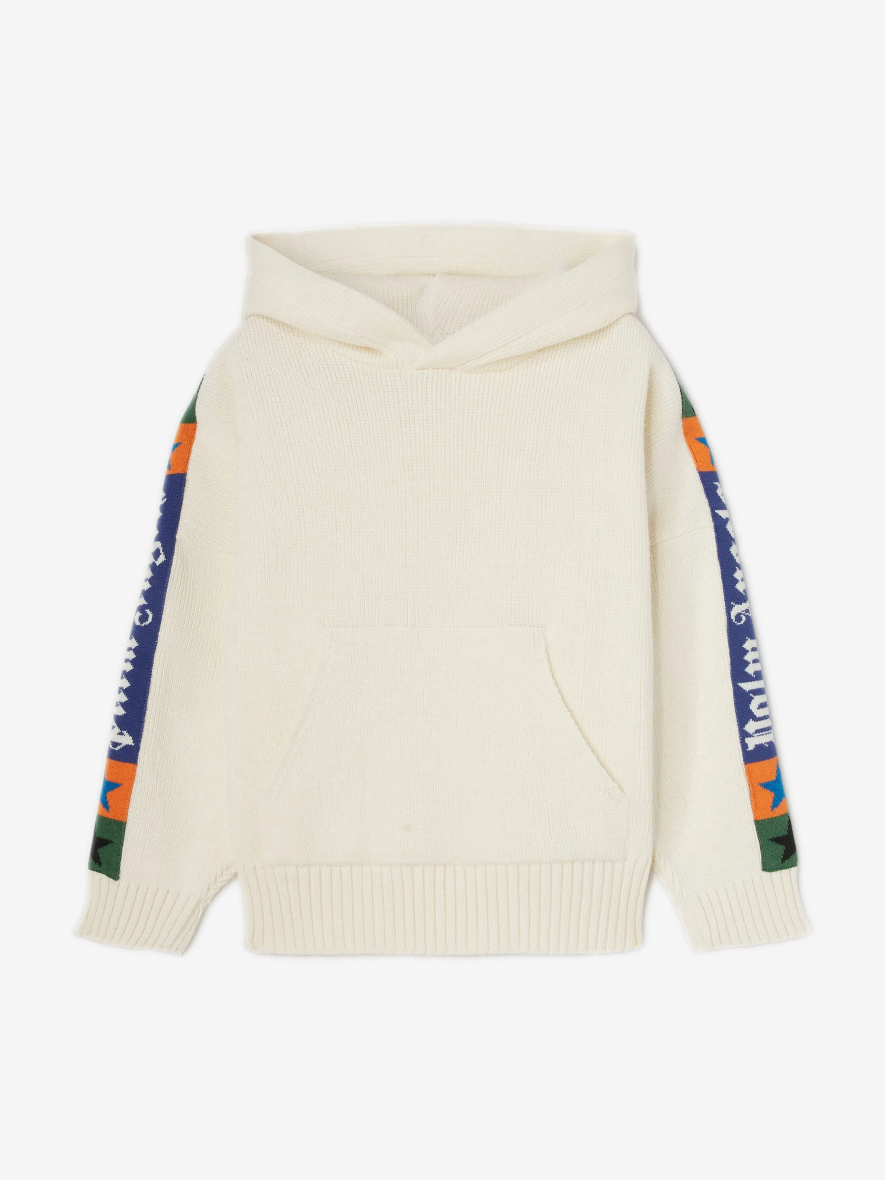 Palm Angels Kids Jacquard Logo Band Hoodie in Ivory